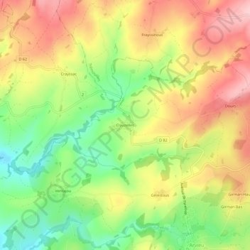 Topografische Karte Clauzelles, Höhe, Relief
