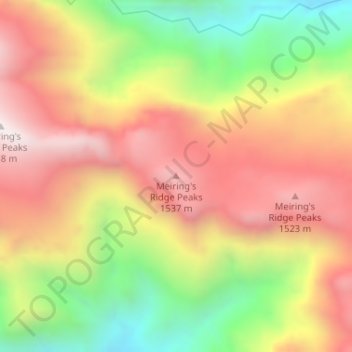 Topografische Karte Meiring's Ridge Peaks, Höhe, Relief