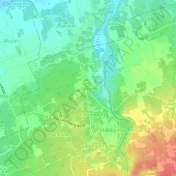 Topografische Karte Mojon, Höhe, Relief