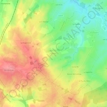 Topografische Karte Chazeix, Höhe, Relief