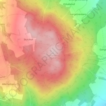 Topografische Karte Gehrenberg, Höhe, Relief