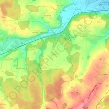 Topografische Karte Asten, Höhe, Relief