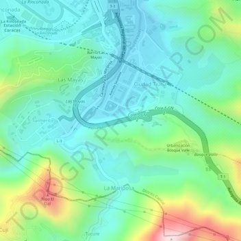 Topografische Karte Bajada de Tazón, Höhe, Relief