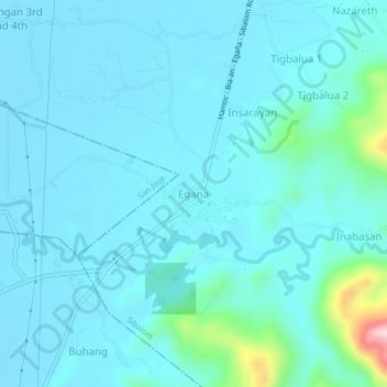 Topografische Karte Egana, Höhe, Relief