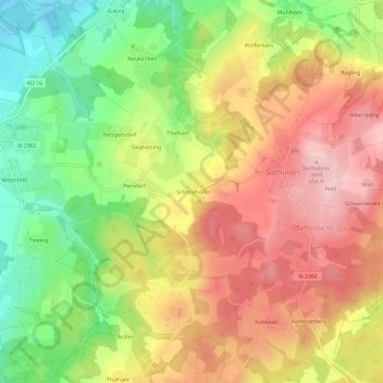 Topografische Karte Schmidham, Höhe, Relief