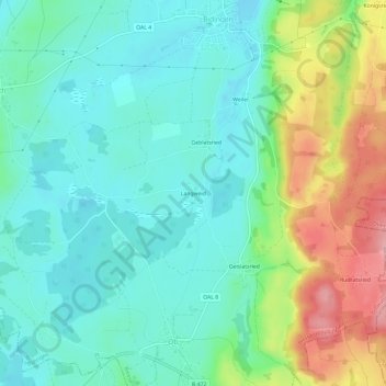 Topografische Karte Langweid, Höhe, Relief