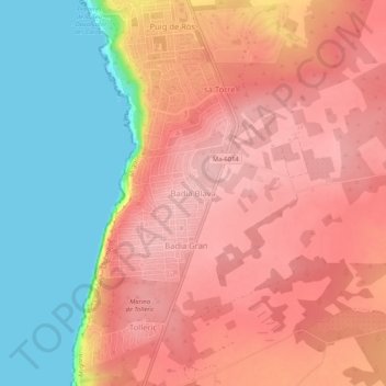 Topografische Karte Badia Blava, Höhe, Relief