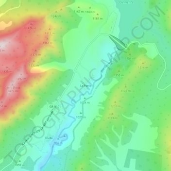 Topografische Karte La Parra, Höhe, Relief