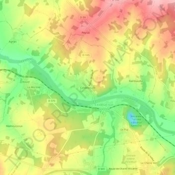 Topografische Karte Coldebouye, Höhe, Relief