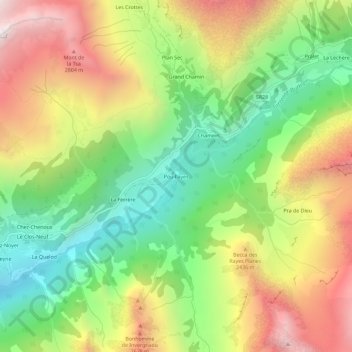Topografische Karte Pouillayes, Höhe, Relief