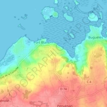Topografische Karte Kerdavid, Höhe, Relief