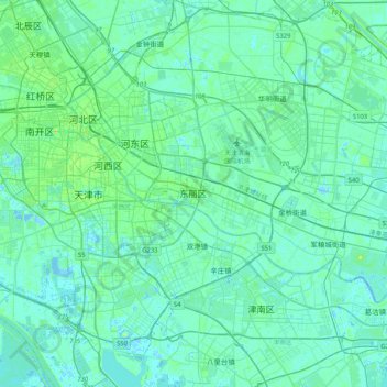 Topografische Karte 东丽区, Höhe, Relief