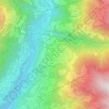 Topografische Karte Verdins, Höhe, Relief