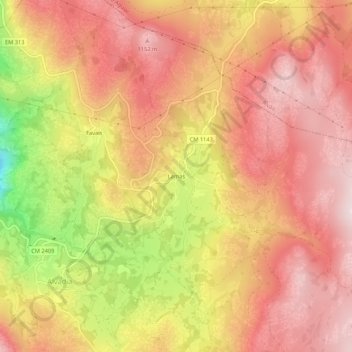 Topografische Karte Lamas, Höhe, Relief