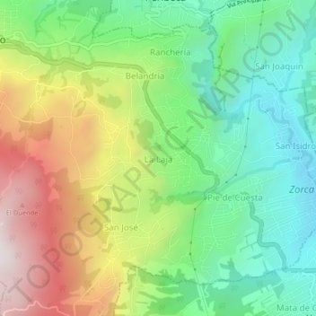 Topografische Karte La Laja, Höhe, Relief