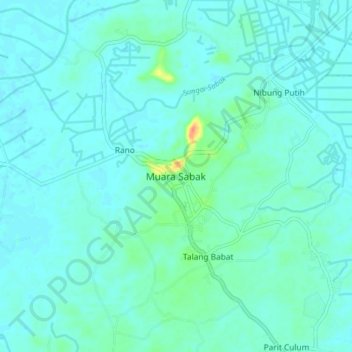 Topografische Karte Muara Sabak, Höhe, Relief