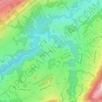 Topografische Karte Zwing, Höhe, Relief