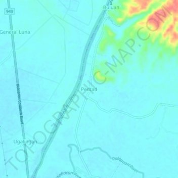 Topografische Karte Pedtad, Höhe, Relief