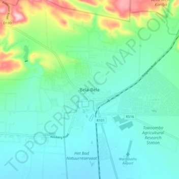 Topografische Karte Bela-Bela, Höhe, Relief