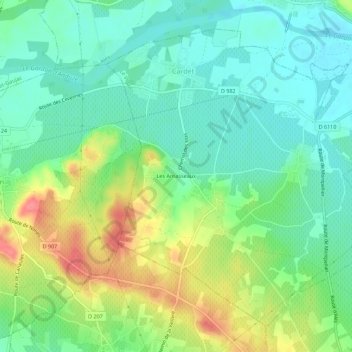 Topografische Karte Les Arnasseaux, Höhe, Relief