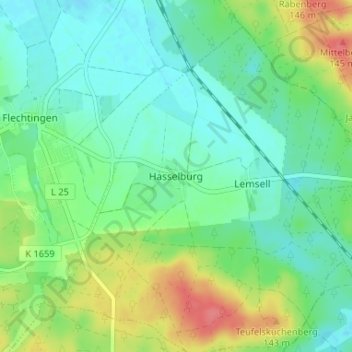 Topografische Karte Hasselburg, Höhe, Relief