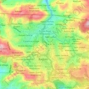 Topografische Karte Upper Magsaysay, Höhe, Relief