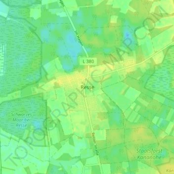 Topografische Karte Resse, Höhe, Relief