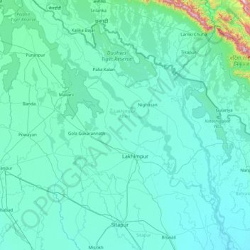 Topografische Karte Kheri, Höhe, Relief