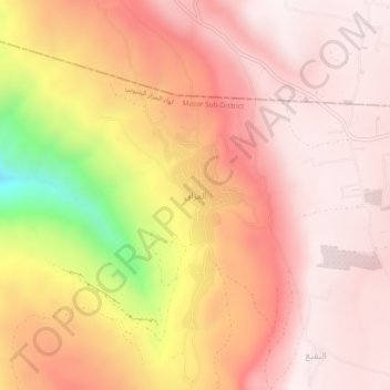 Topografische Karte Al Iraq, Höhe, Relief