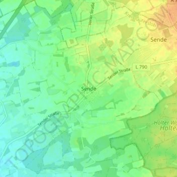 Topografische Karte Sende, Höhe, Relief