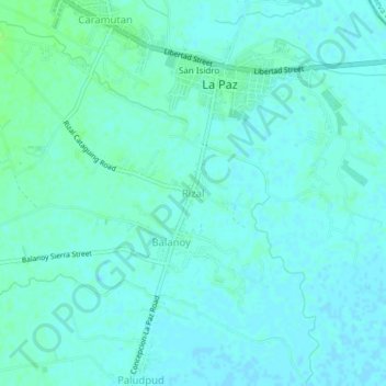 Topografische Karte Rizal, Höhe, Relief