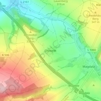 Topografische Karte Ottstedt, Höhe, Relief