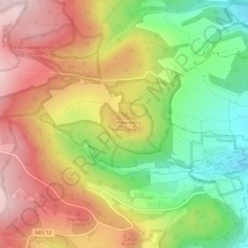 Topografische Karte Hillenberg, Höhe, Relief