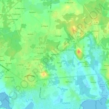 Topografische Karte Kermario, Höhe, Relief
