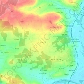 Topografische Karte La Marquerais, Höhe, Relief
