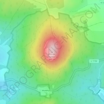 Topografische Karte Kleiner Gleichberg, Höhe, Relief