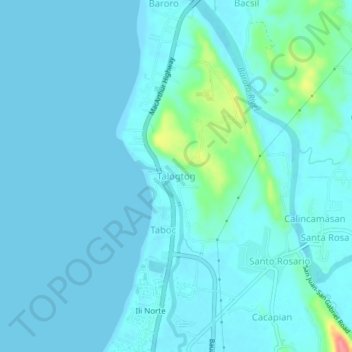 Topografische Karte Talogtog, Höhe, Relief