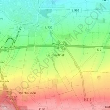 Topografische Karte Blumenthal, Höhe, Relief