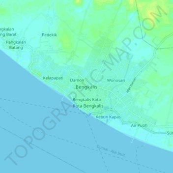 Topografische Karte Bengkalis, Höhe, Relief