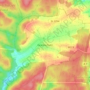 Topografische Karte Gramschatz, Höhe, Relief