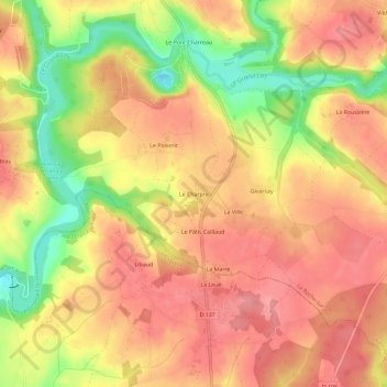 Topografische Karte Le Charpre, Höhe, Relief