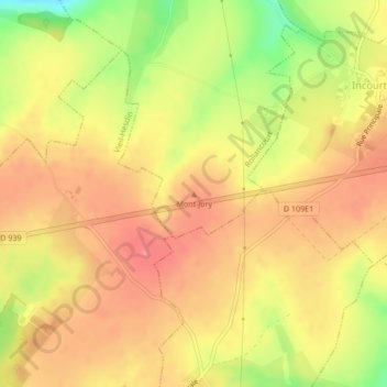 Topografische Karte Mont Jury, Höhe, Relief