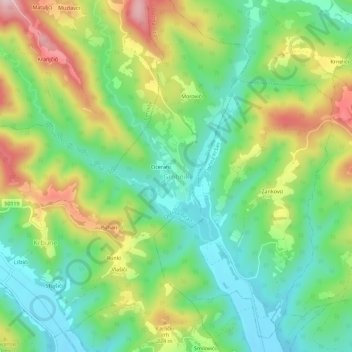 Topografische Karte Grobnik, Höhe, Relief