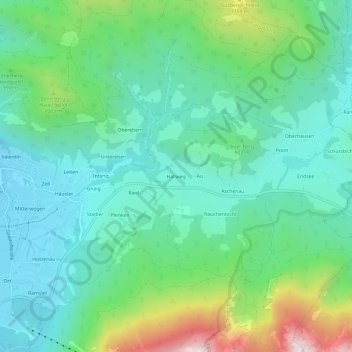 Topografische Karte Hallweg, Höhe, Relief