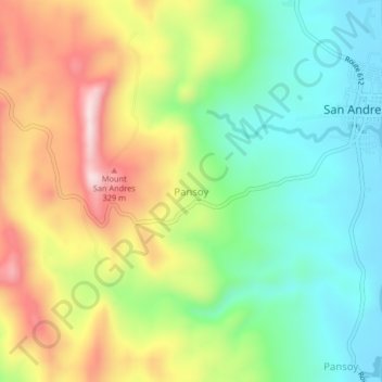 Topografische Karte Pansoy, Höhe, Relief
