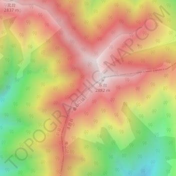 Topografische Karte Taihang Mountains, Höhe, Relief