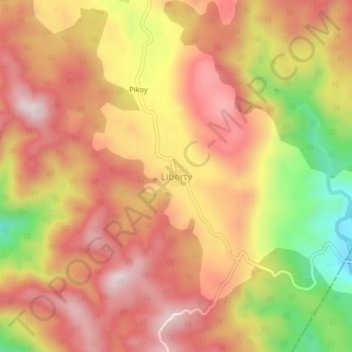 Topografische Karte Liberty, Höhe, Relief