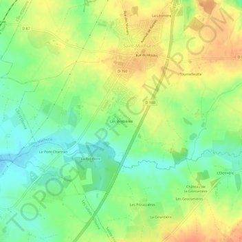 Topografische Karte Les Biottières, Höhe, Relief