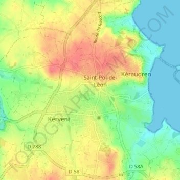Topografische Karte Résidence Bihan, Höhe, Relief