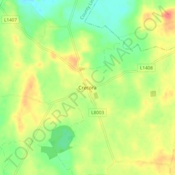 Topografische Karte Crecora, Höhe, Relief